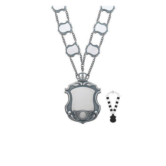 Schützenkette mit Mittelstück, Messing, altsilber,