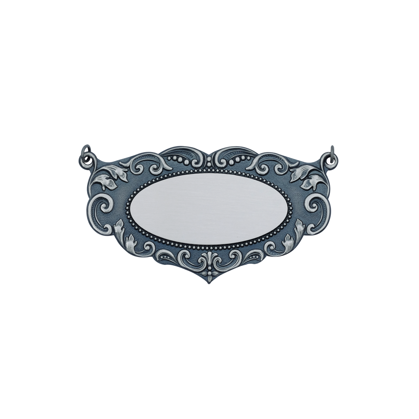Schild, Messing, altsilber, mit Öse(n) und Ring(en)