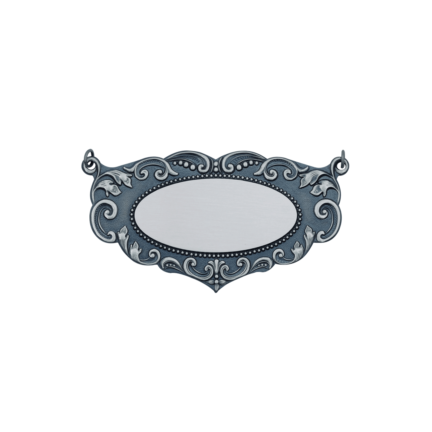 Schild, Messing, altsilber, mit Öse(n) und Ring(en)