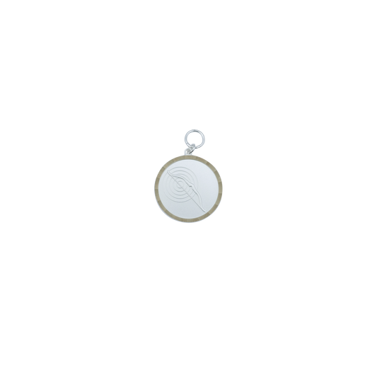 Medaille BOGEN, Messing, versilbert, mit Öse(n) und Ring(en)