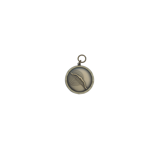Medaille BOGEN, Messing, bronzefarbig, mit Öse(n) und Ring(en)