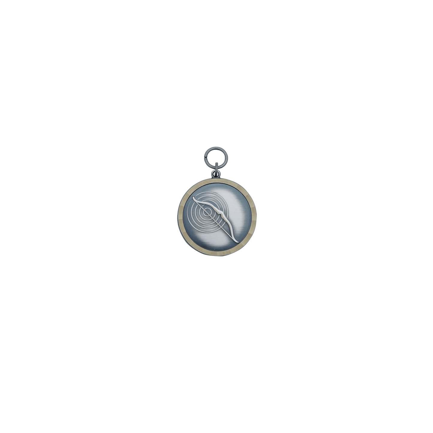 Medaille BOGEN, altsilber, mit Öse und Ringen