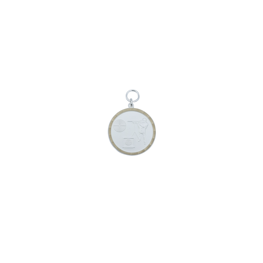 Medaille LICHTPUNKT, Messing, versilbert, mit Öse(n) und Ring(en)