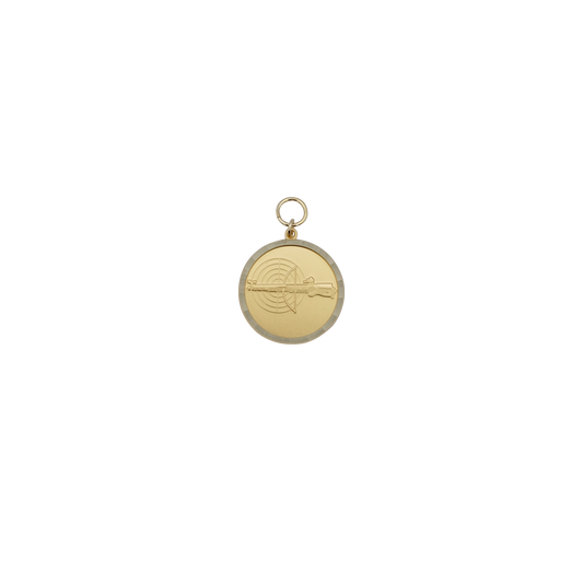 Medaille ARMBRUST, Messing, vergoldet, mit Öse(n) und Ring(en)
