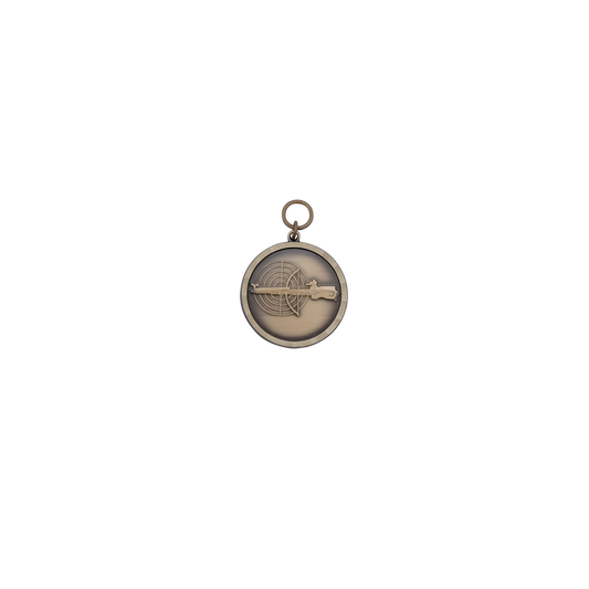 Medaille ARMBRUST, Messing, bronzefarbig, mit Öse(n) und Ring(en)