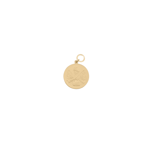 Medaille, 33mm, Messing, vergoldet, mit Öse(n) und Ring(en)