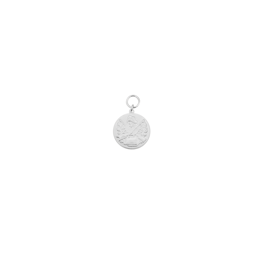 Medaille, 28mm, Messing, versilbert, mit Öse(n) und Ring(en)