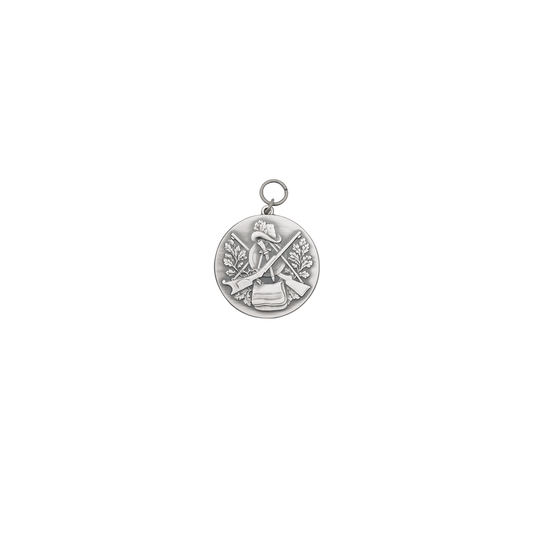 Medaille, 39mm, Messing, altsilber, mit Öse(n) und Ring(en)