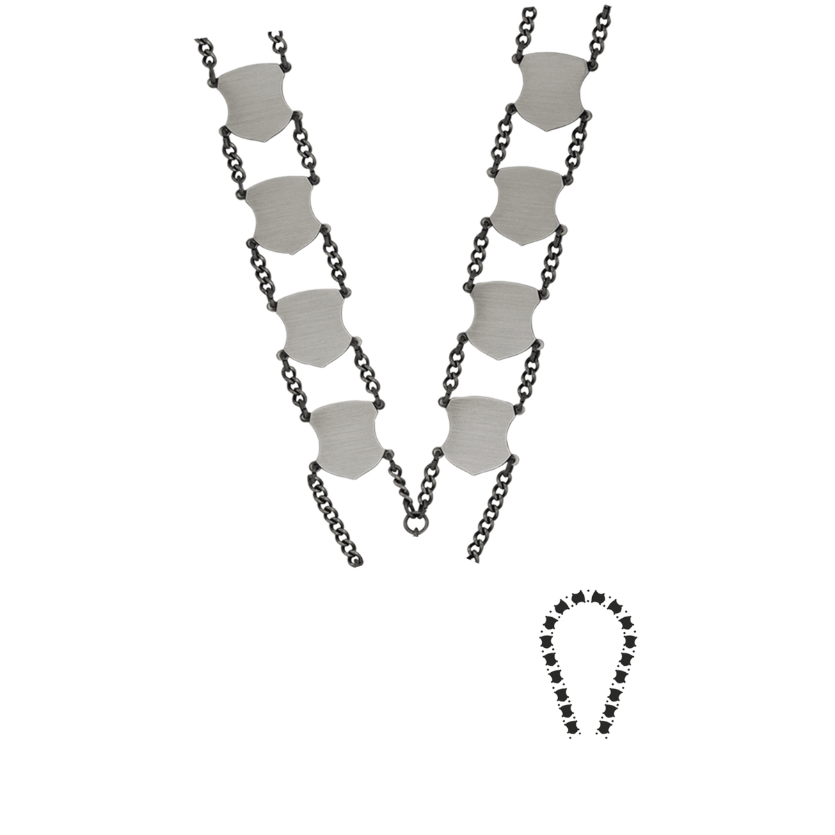 Schützenkette ohne Mittelstück, Messing, altsilber,