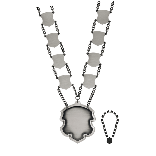 Schützenkette mit Mittelstück, Messing, altsilber,