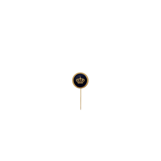 Abzeichen mit Krone, Blau, Messing, vergoldet, mit langer Nadel