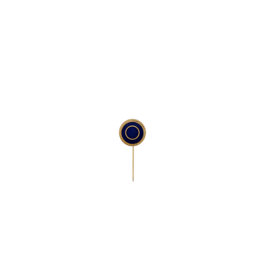 Abzeichen mit Ring, Blau, Messing, vergoldet, mit langer Nadel
